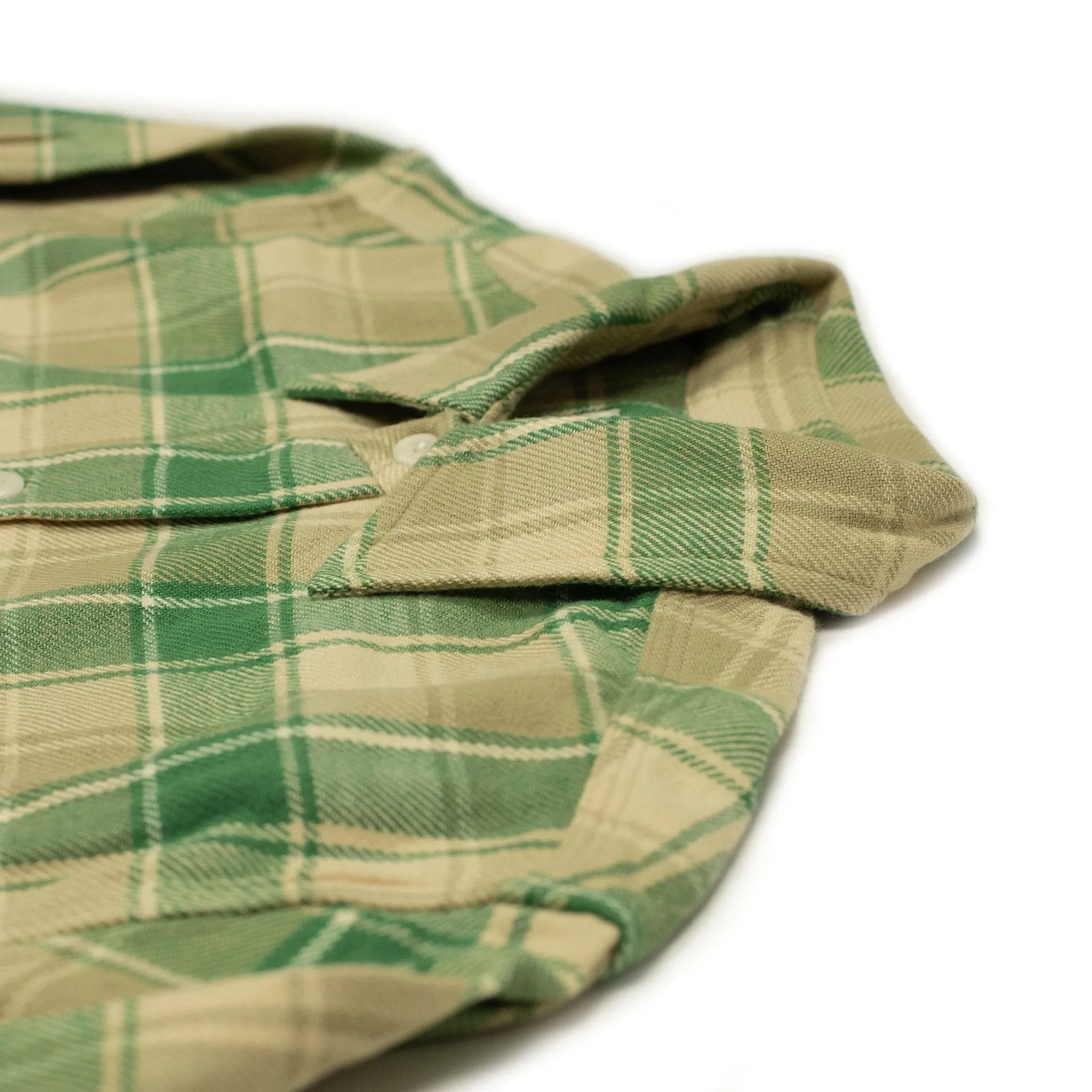 Washed flannel workshirt in "San Luis Valley" hearth plaid cotton