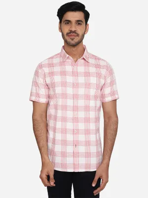 White & Red Checked Slim Fit Casual Shirt | JadeBlue