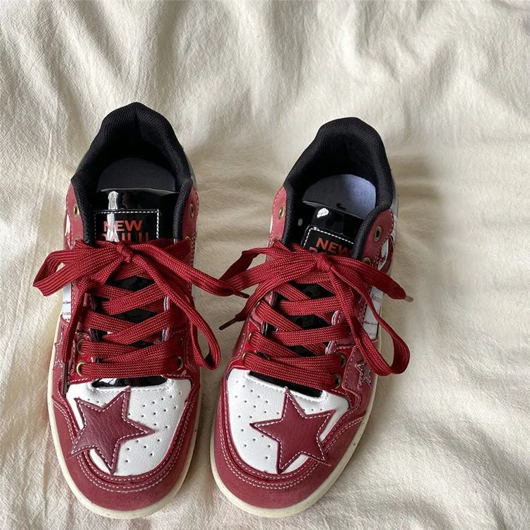 Wine Red Star Sneakers