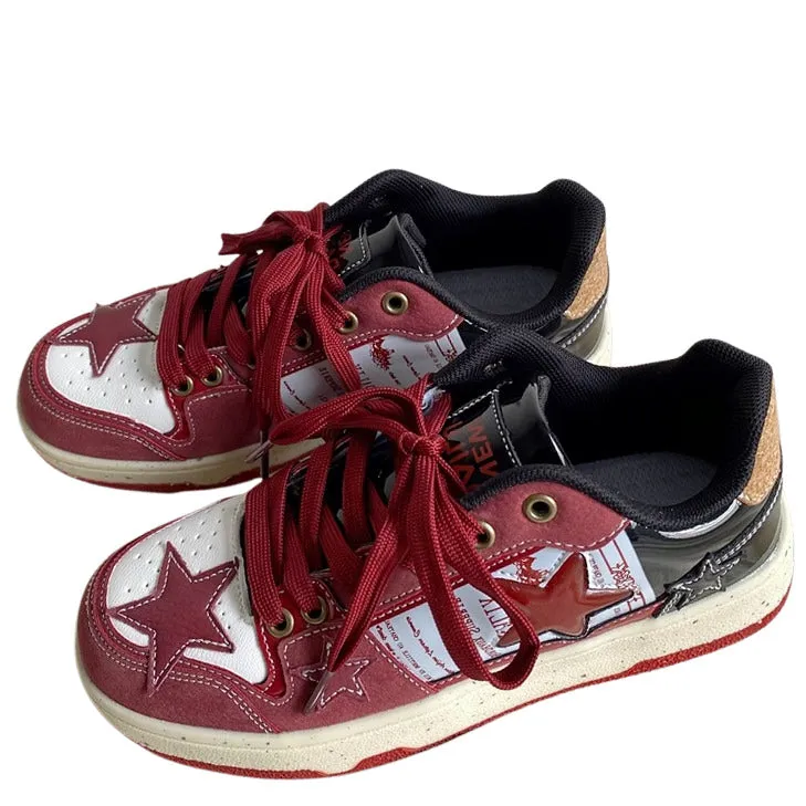 Wine Red Star Sneakers