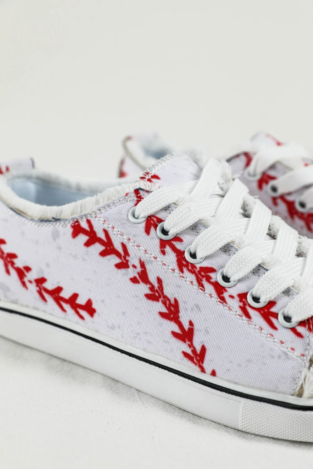 Women's Baseball Print Lace Up Canvas Shoes