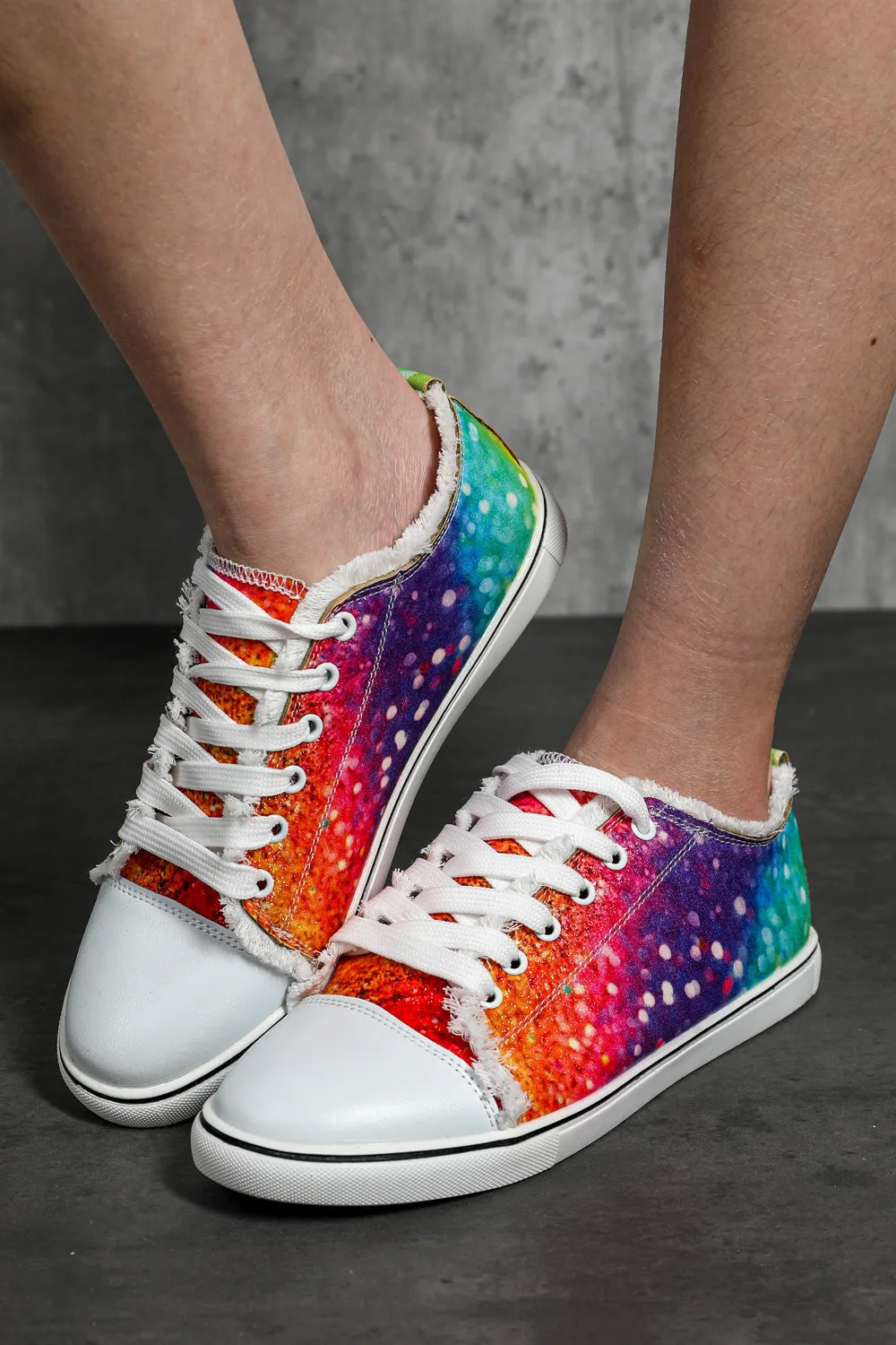 Womens Shoe Sneaker Rainbow Print Gay Pride Low Top Lace Up Canvas Shoes