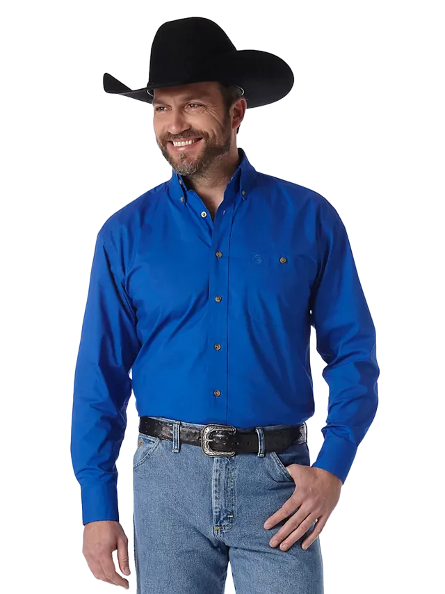 Wrangler Men's George Solid Blue Shirt