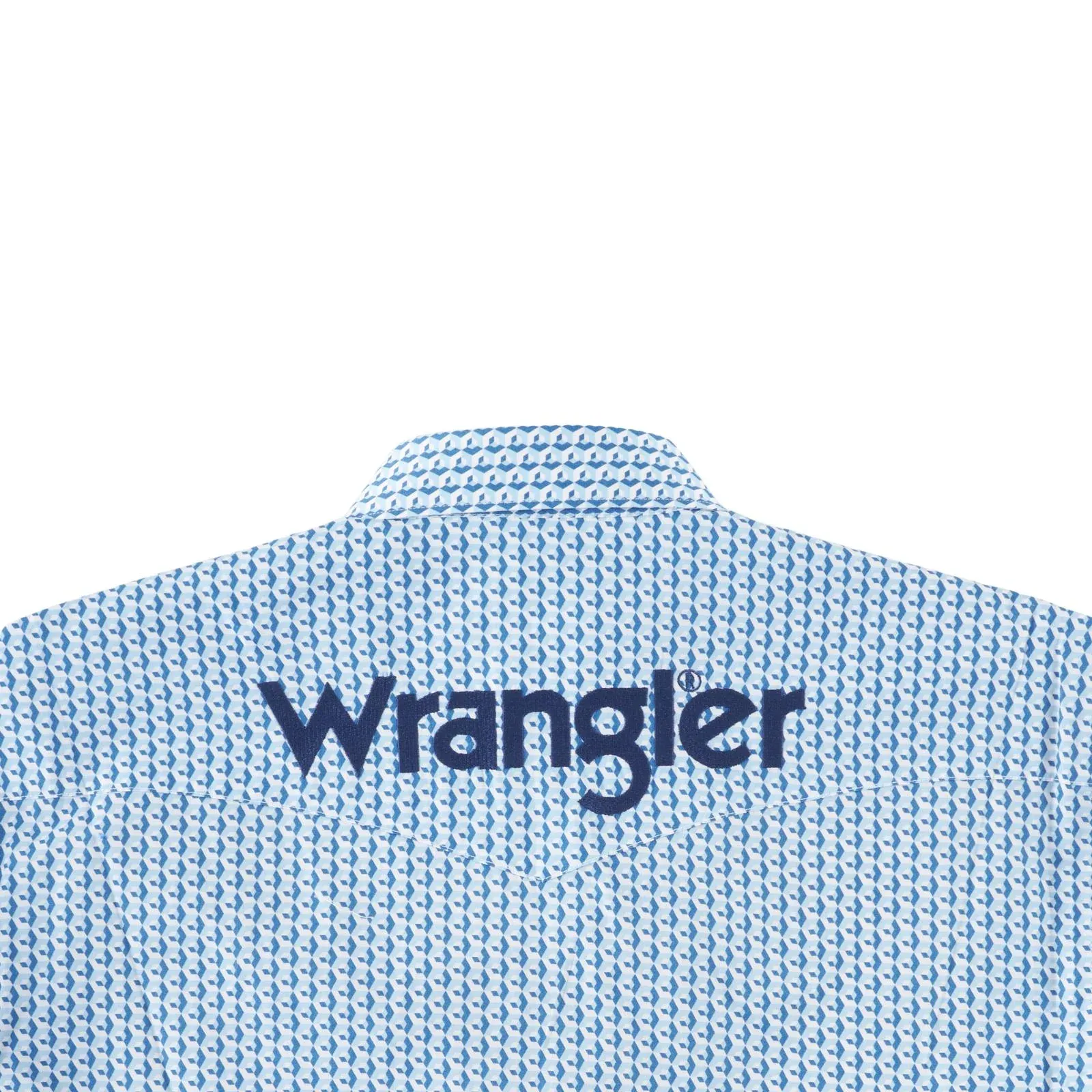 Wrangler Men's Logo Geometric Print Blue Button-Down Shirt