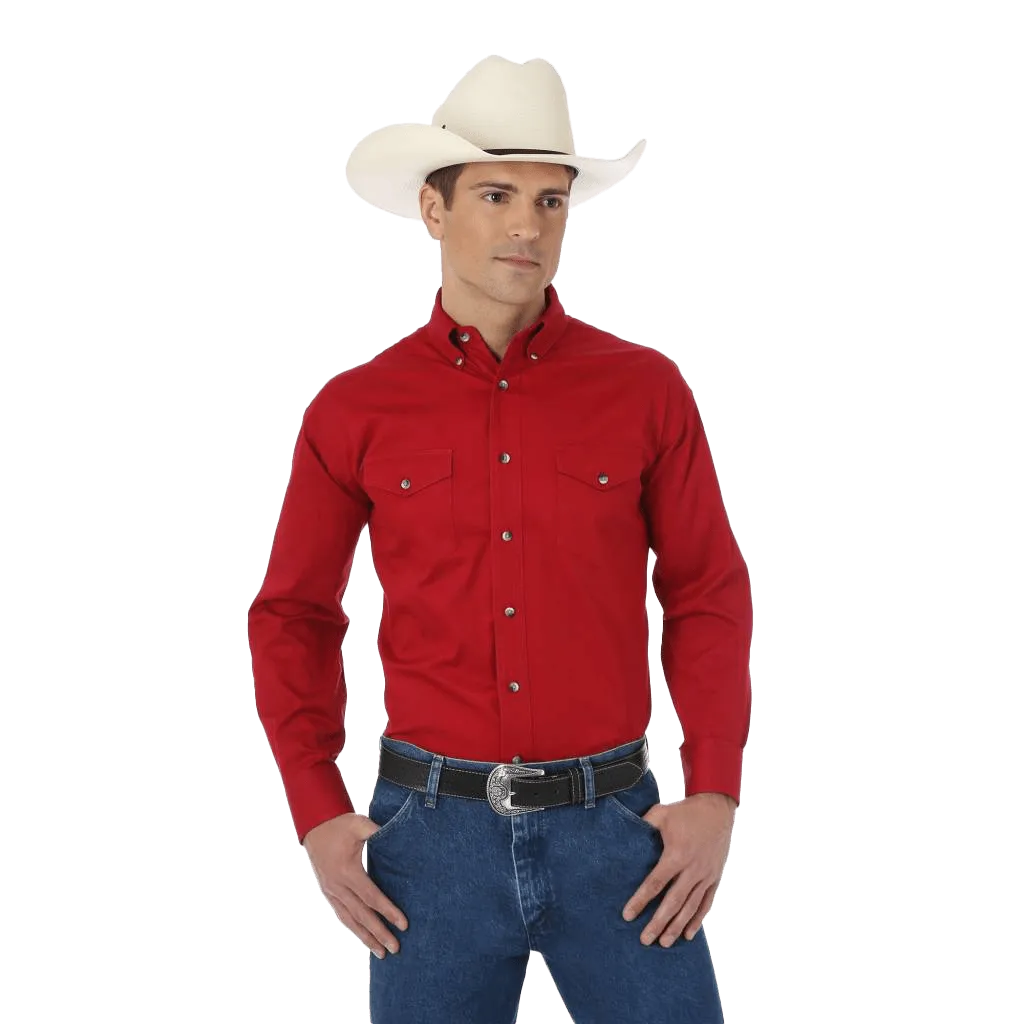 Wrangler Men's Red R Twill Long Sleeve Shirt