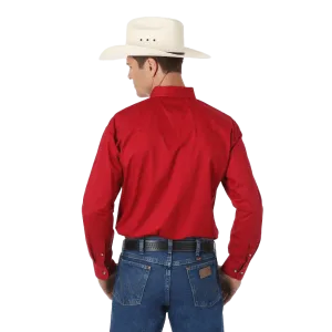 Wrangler Men's Red R Twill Long Sleeve Shirt