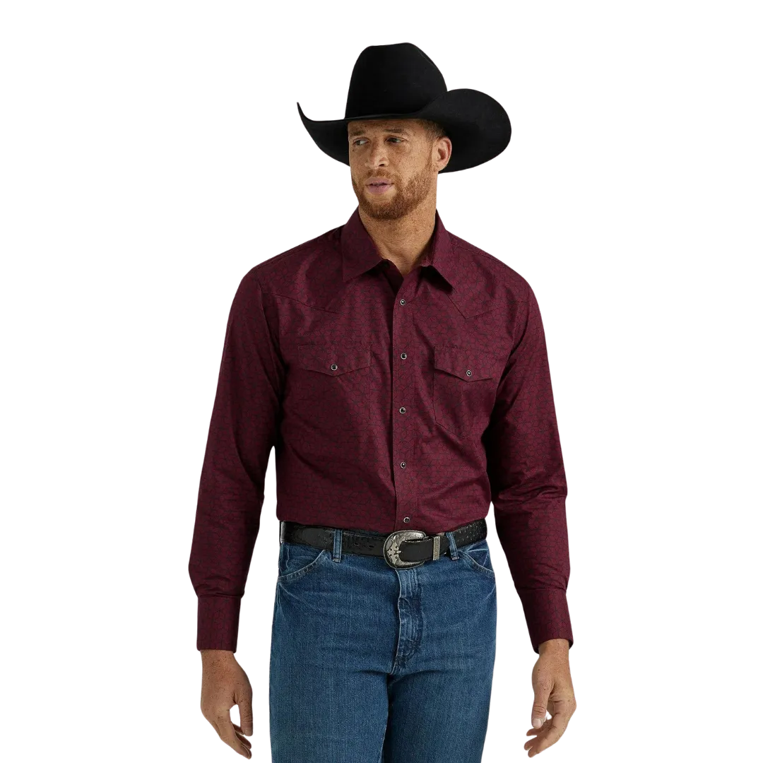 Wrangler Men's Silver Edition Burgundy Print Shirt