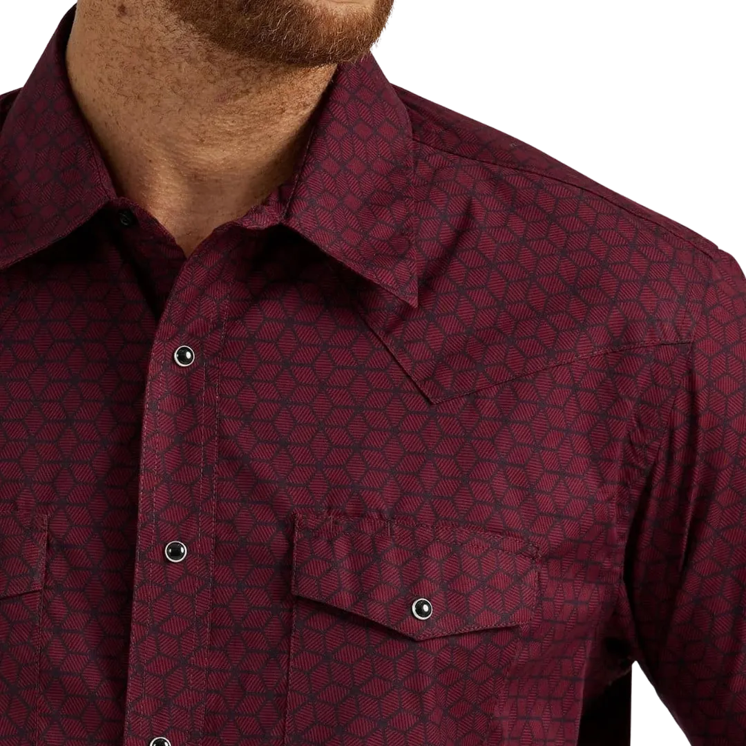 Wrangler Men's Silver Edition Burgundy Print Shirt