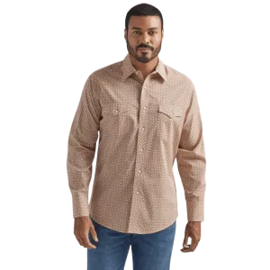 Wrangler Men's Silver Edition Copper Print Long Sleeve Western Shirt