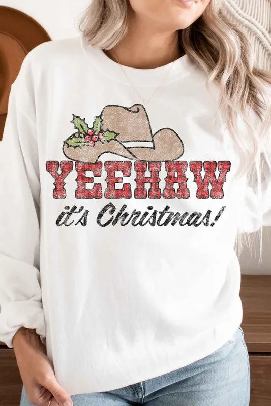 Yeehaw Country Christmas Graphic Sweatshirt