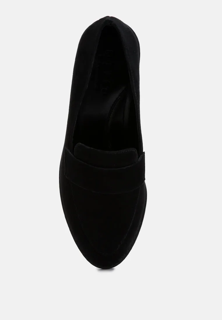 ZOFIA Black Suede Penny Loafers