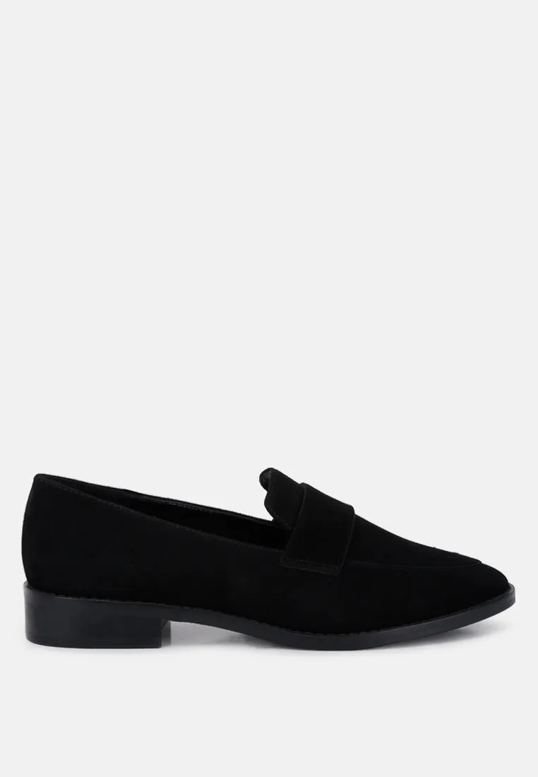 ZOFIA Black Suede Penny Loafers