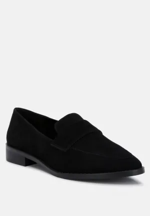 ZOFIA Black Suede Penny Loafers